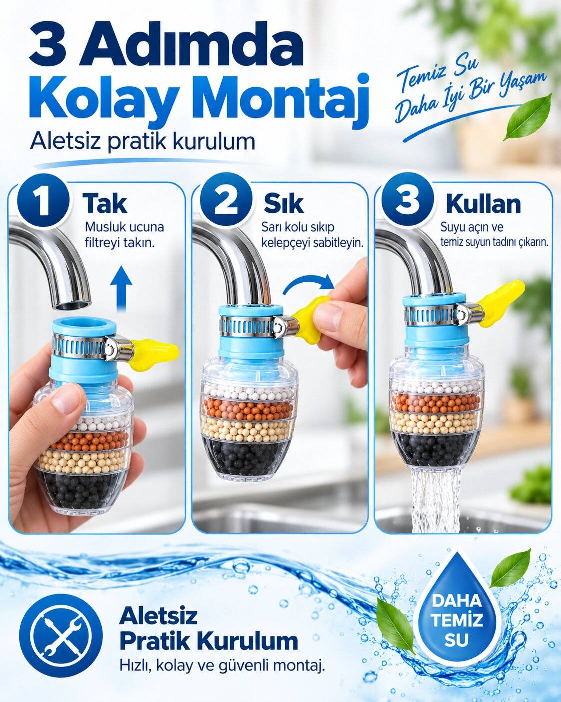 3 adımda kolay montaj